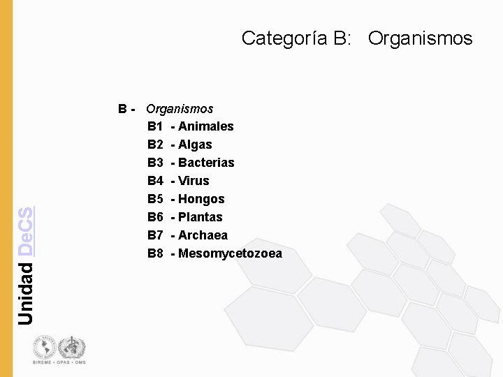 Unidad De. CS Categoría B: Organismos B - Organismos B 1 - Animales B