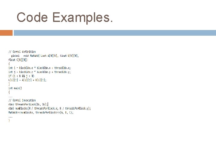 Code Examples. 