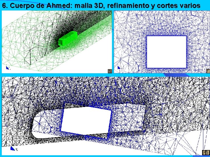 6. Cuerpo de Ahmed: malla 3 D, refinamiento y cortes varios 