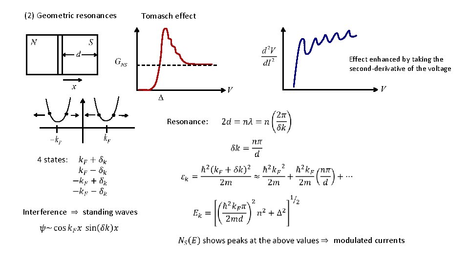 (2) Geometric resonances Tomasch effect Effect enhanced by taking the second-derivative of the voltage (2) Geometric resonances Tomasch effect Effect enhanced by taking the second-derivative of the voltage