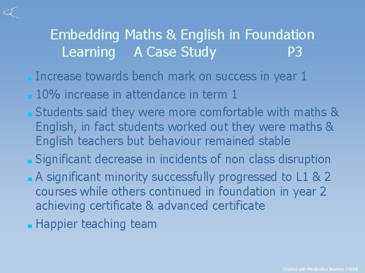 Embedding Maths & English in Foundation Learning A Case Study P 3 Increase towards