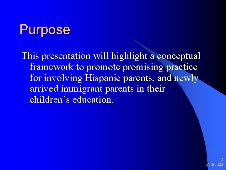 Purpose This presentation will highlight a conceptual framework to promote promising practice for involving