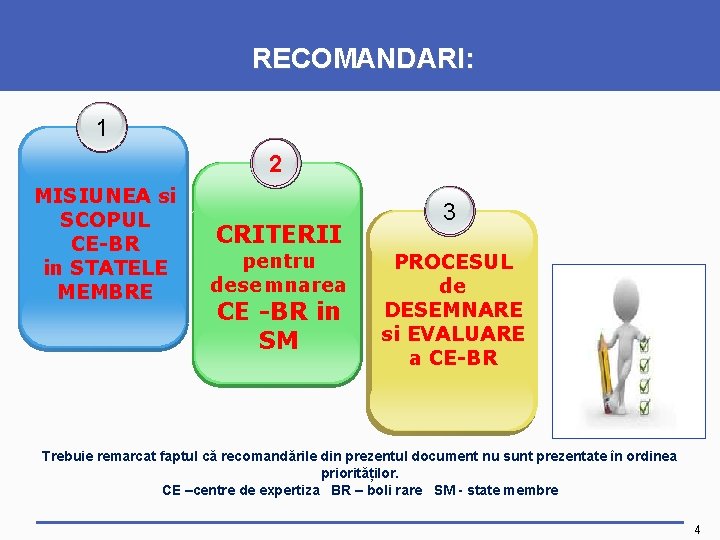 RECOMANDARI: 1 2 MISIUNEA si SCOPUL CE-BR in STATELE MEMBRE CRITERII pentru desemnarea CE