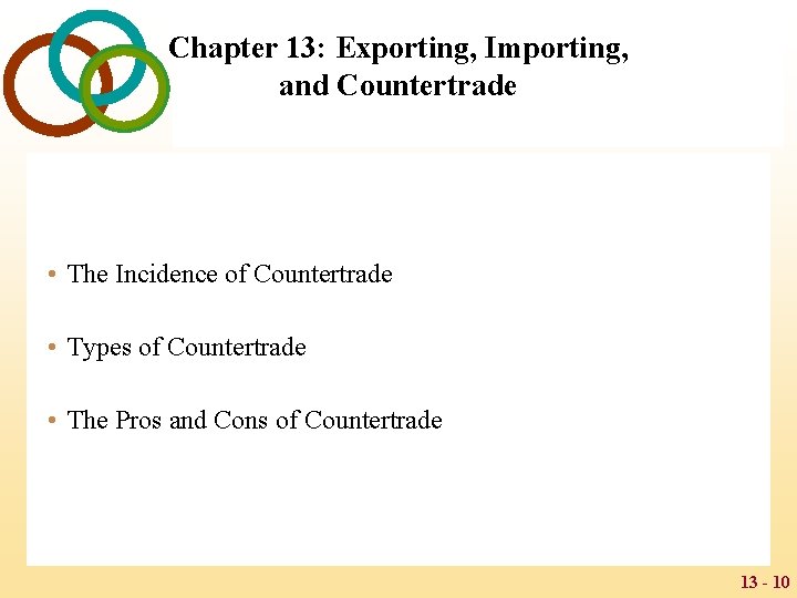 Chapter 13: Exporting, Importing, and Countertrade • The Incidence of Countertrade • Types of