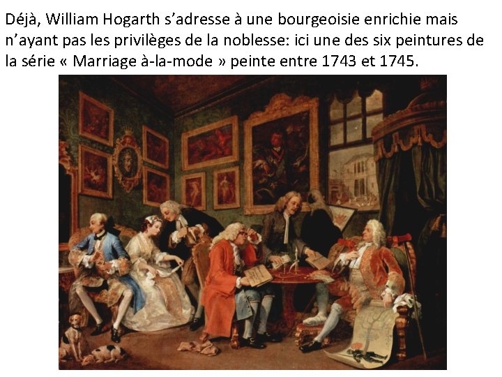 Déjà, William Hogarth s’adresse à une bourgeoisie enrichie mais n’ayant pas les privilèges de