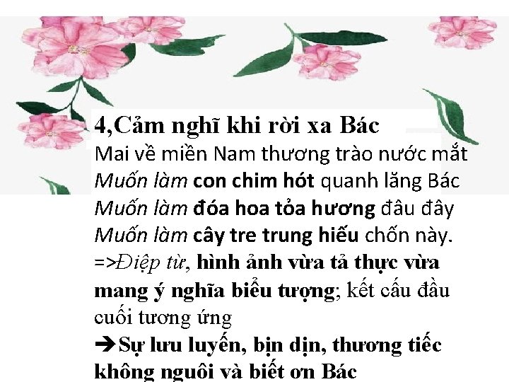 4, Cảm nghĩ khi rời xa Bác Mai về miền Nam thương trào nước