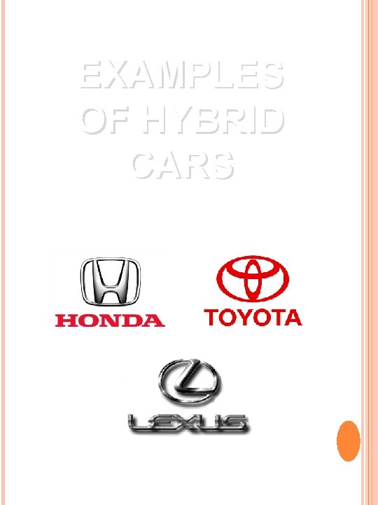 EXAMPLES OF HYBRID CARS 