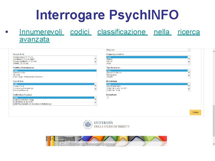 Interrogare Psych. INFO § Innumerevoli avanzata codici classificazione nella ricerca 