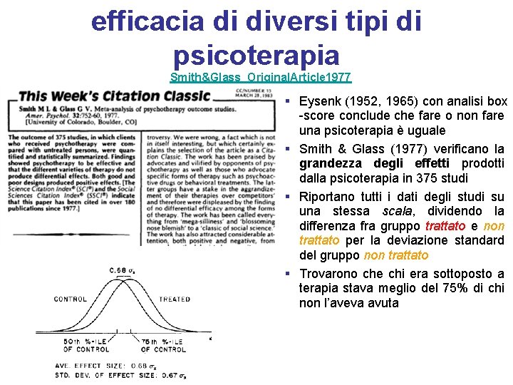 efficacia di diversi tipi di psicoterapia Smith&Glass_Original. Article 1977 § Eysenk (1952, 1965) con