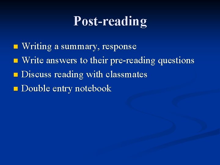 Post. Read Guide Teaching Reading in the Language Classroom Reading in
