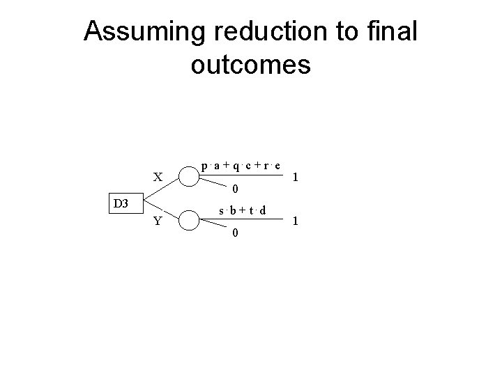 Assuming reduction to final outcomes X D 3 Y p⋅a + q⋅c + r⋅e
