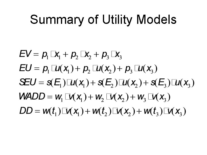 Summary of Utility Models 