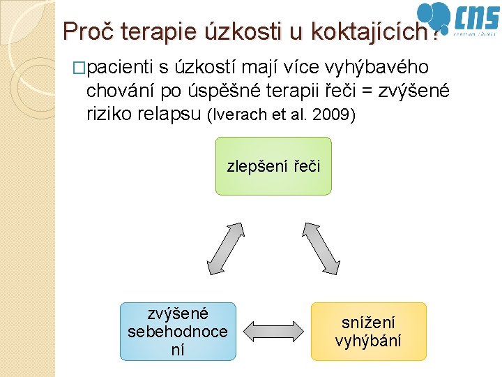 Proč terapie úzkosti u koktajících? �pacienti s úzkostí mají více vyhýbavého chování po úspěšné