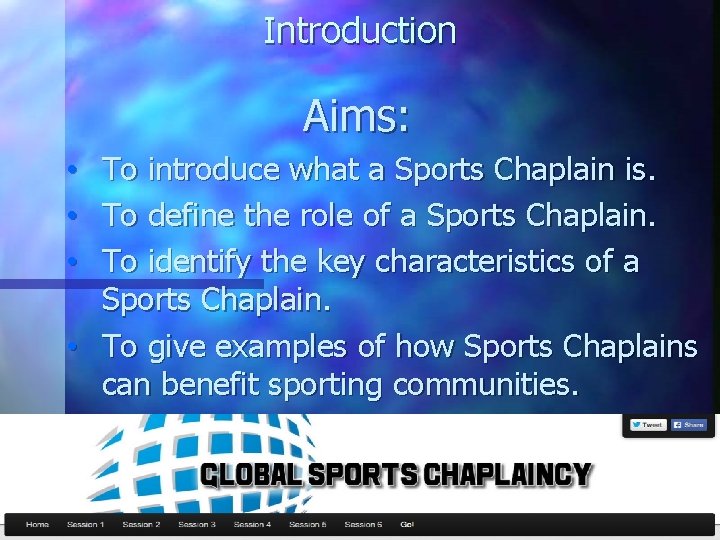 Introduction Aims: To introduce what a Sports Chaplain is. To define the role of