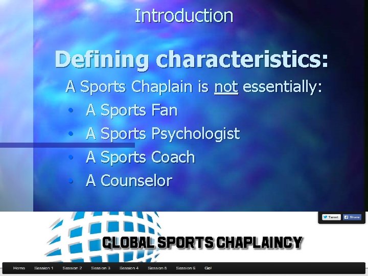 Introduction Defining characteristics: A Sports Chaplain is not essentially: • A Sports Fan •