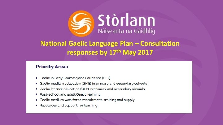 National Gaelic Language Plan – Consultation responses by 17 th May 2017 