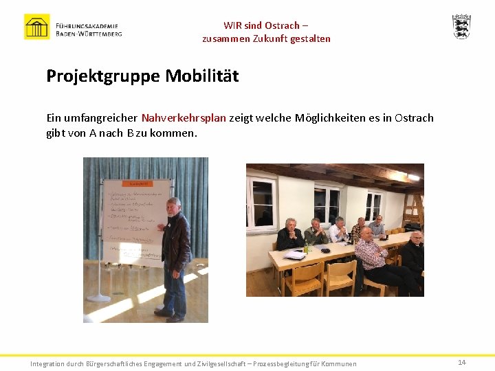 WIR sind Ostrach – zusammen Zukunft gestalten Projektgruppe Mobilität Ein umfangreicher Nahverkehrsplan zeigt welche