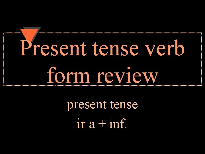Present tense verb form review present tense ir a + inf. 