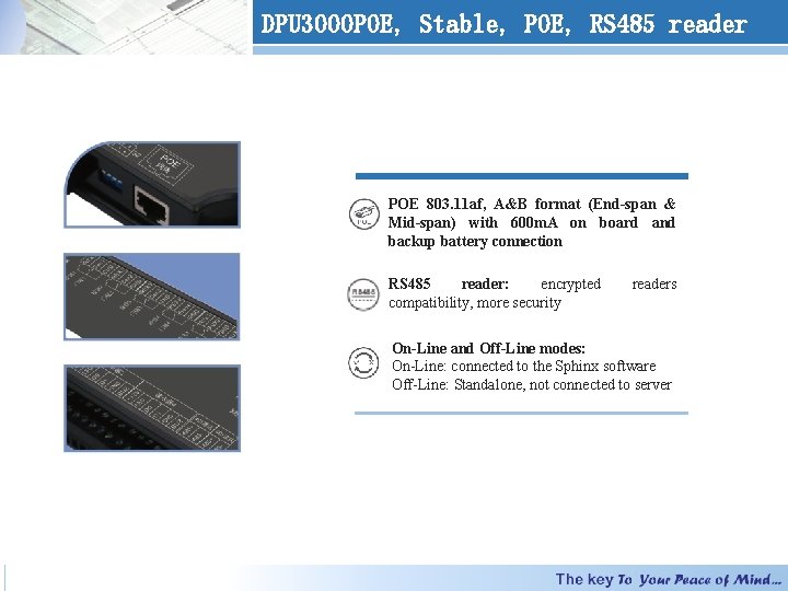 DPU 3000 POE, Stable, POE, RS 485 reader POE 803. 11 af, A&B format