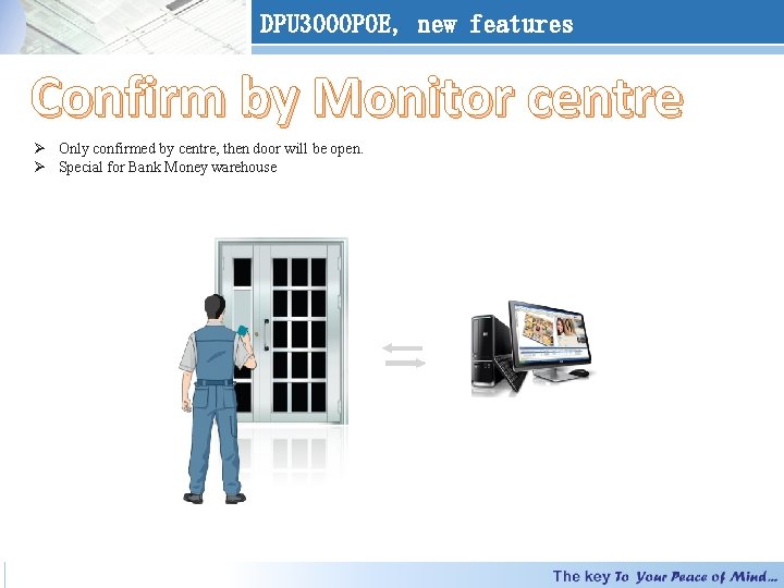 DPU 3000 POE, new features Confirm by Monitor centre Ø Only confirmed by centre,