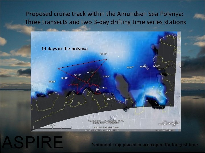 Proposed cruise track within the Amundsen Sea Polynya: Three transects and two 3 -day