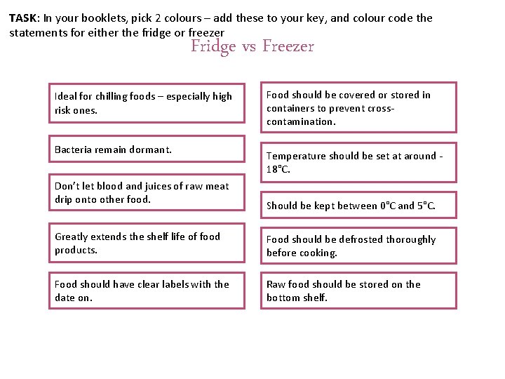 TASK: In your booklets, pick 2 colours – add these to your key, and