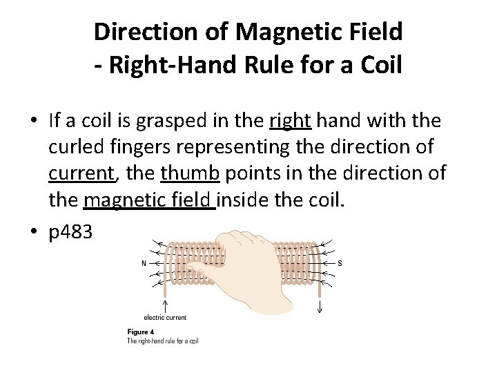 Direction of Magnetic Field - Right-Hand Rule for a Coil • If a coil