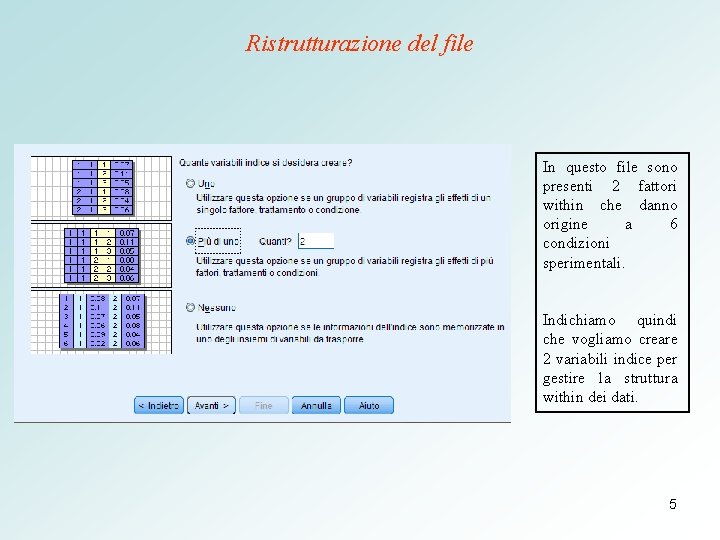 Ristrutturazione del file In questo file sono presenti 2 fattori within che danno origine