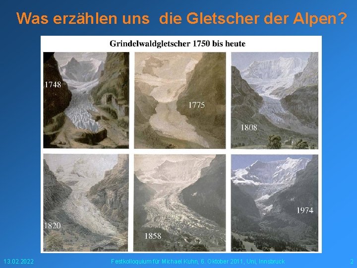 Was erzählen uns die Gletscher der Alpen? 13. 02. 2022 Festkolloquium für Michael Kuhn,
