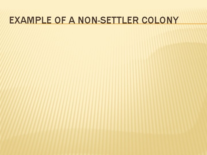 EXAMPLE OF A NON-SETTLER COLONY 