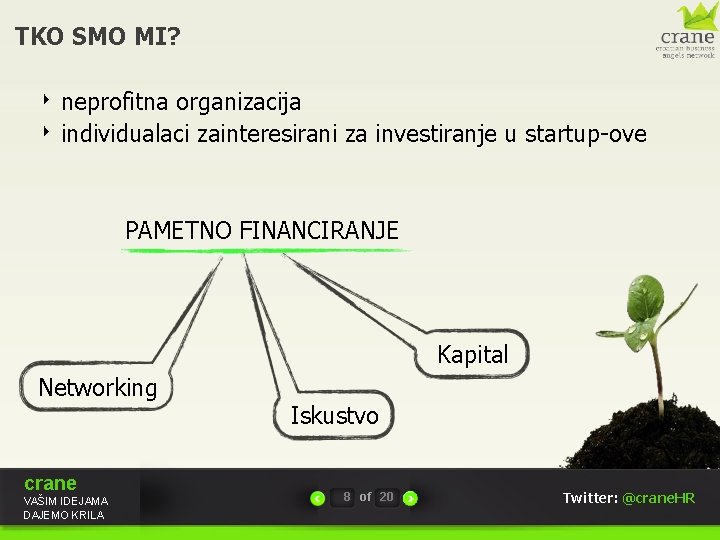 TKO SMO MI? ‣ neprofitna organizacija ‣ individualaci zainteresirani za investiranje u startup-ove PAMETNO