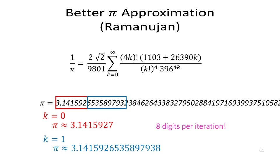 8 digits per iteration! 11 