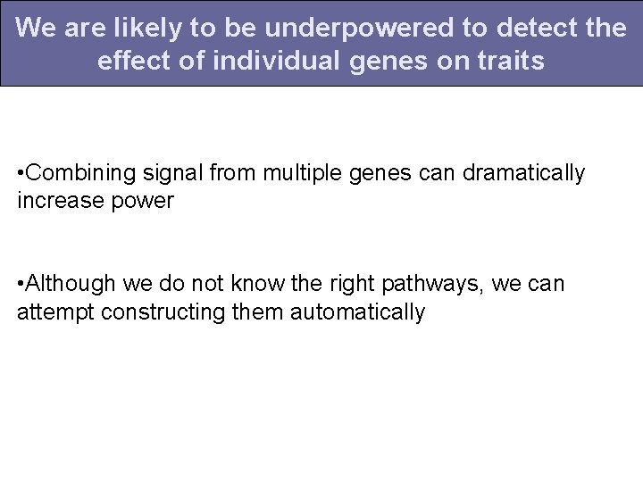 We are likely to be underpowered to detect the effect of individual genes on