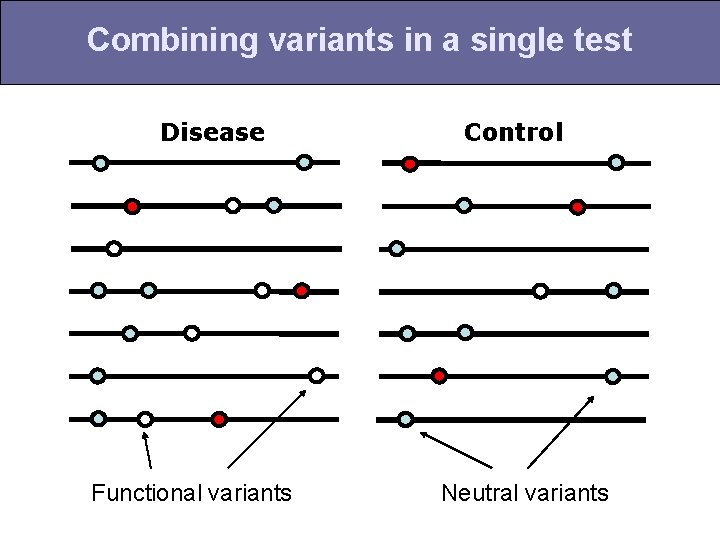 Combining variants in a single test Disease Functional variants Control Neutral variants 