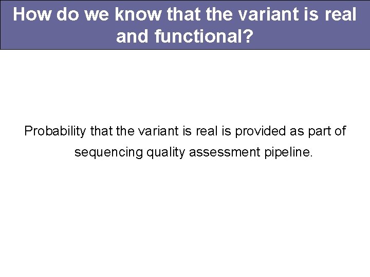How do we know that the variant is real and functional? Probability that the