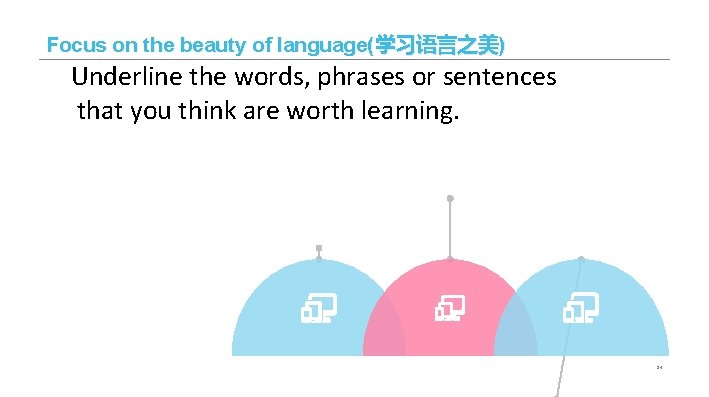 Focus on the beauty of language(学习语言之美) Underline the words, phrases or sentences that you