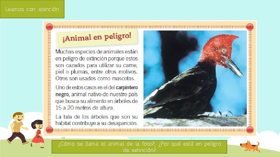 Leamos con atención ¿Cómo se llama el animal de la foto? , ¿Por qué