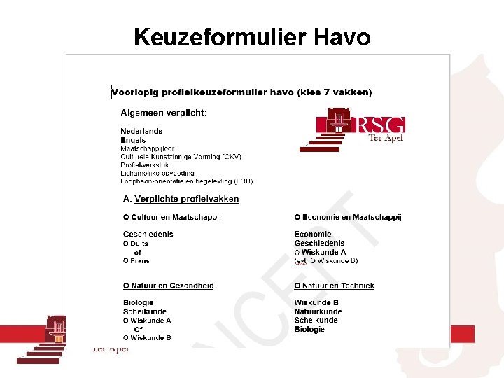 Keuzeformulier Havo 