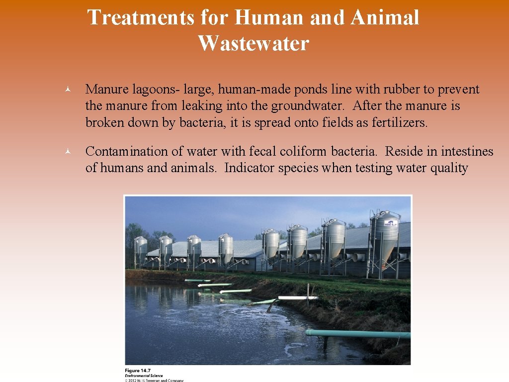 Treatments for Human and Animal Wastewater © Manure lagoons- large, human-made ponds line with