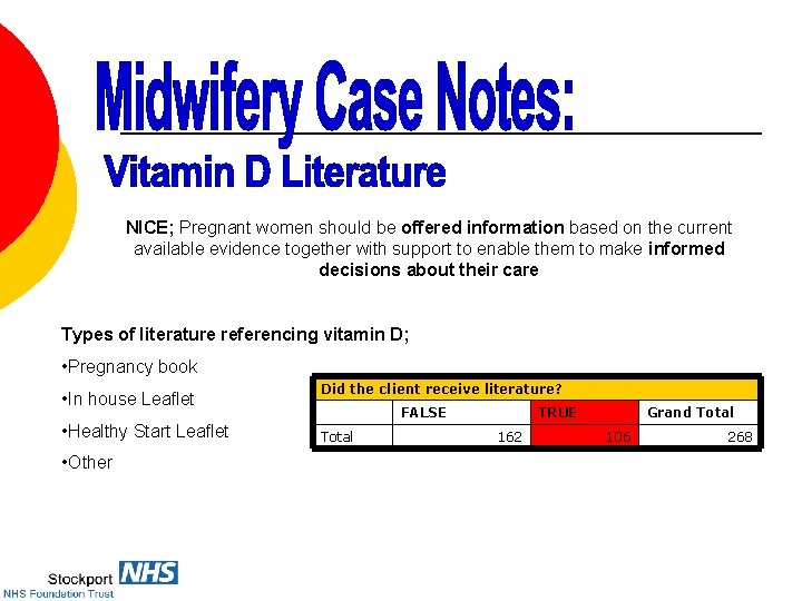 NICE; Pregnant women should be offered information based on the current available evidence together