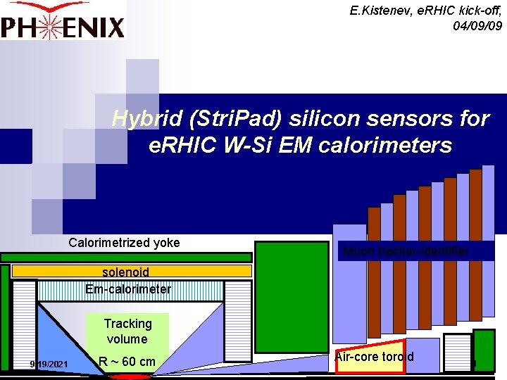 E. Kistenev, e. RHIC kick-off, 04/09/09 Hybrid (Stri. Pad) silicon sensors for e. RHIC