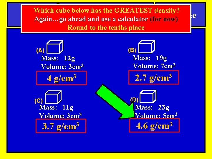 SPI Which cube below has 0807. 9. 7 the GREATEST density? Notes Science Again…go
