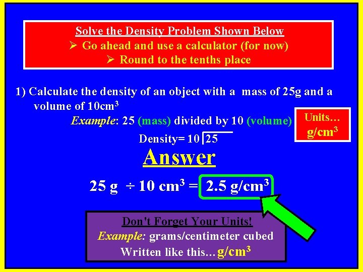 Solve the Density Problem Shown Below Ø Go ahead and use a calculator (for