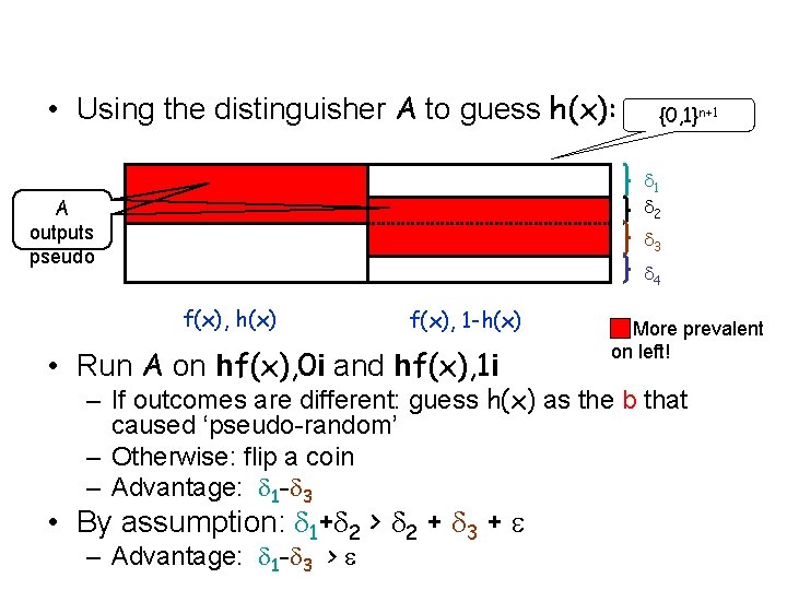  • Using the distinguisher A to guess h(x): {0, 1}n+1 1 2 A