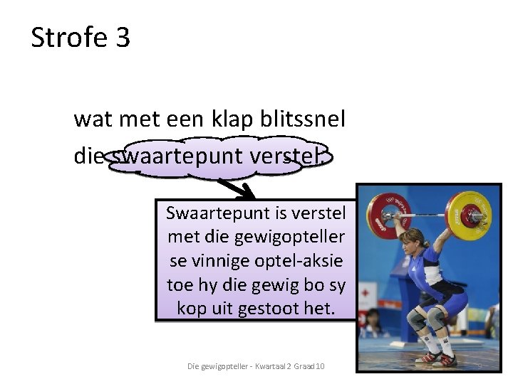 Strofe 3 wat met een klap blitssnel die swaartepunt verstel. Swaartepunt is verstel met