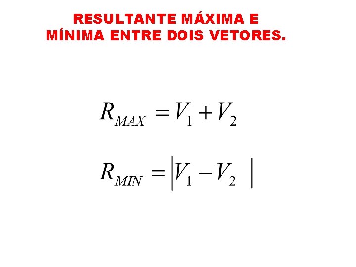 RESULTANTE MÁXIMA E MÍNIMA ENTRE DOIS VETORES. 