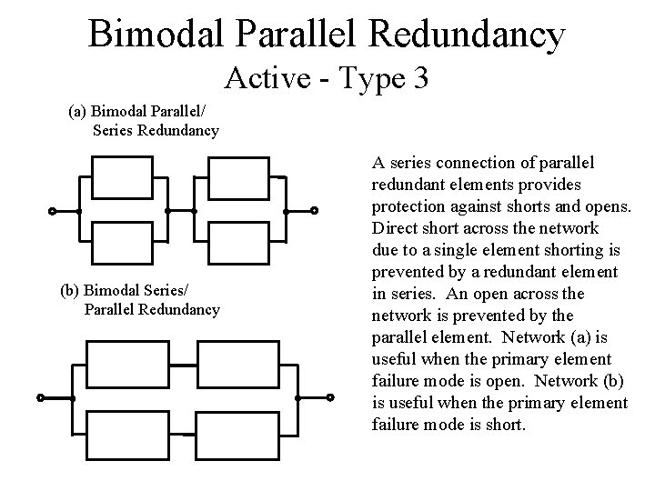 Bimodal Parallel Redundancy Active - Type 3 (a) Bimodal Parallel/ Series Redundancy (b) Bimodal