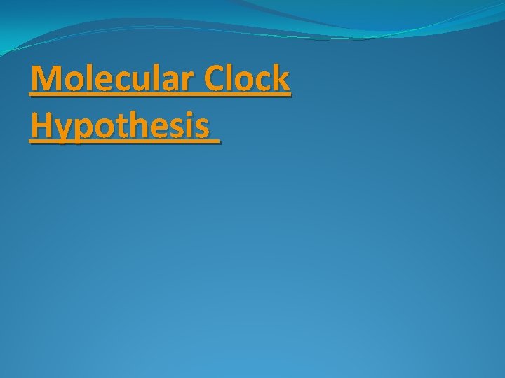 Molecular Clock Hypothesis 