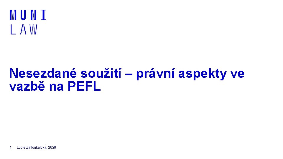 Nesezdané soužití – právní aspekty ve vazbě na PEFL 1 Lucie Zatloukalová, 2020 