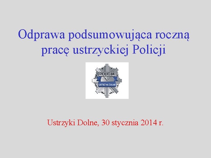Odprawa podsumowująca roczną pracę ustrzyckiej Policji Ustrzyki Dolne, 30 stycznia 2014 r. 